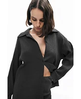 Nocturne Women's Crumpled Fabric Draped Shirt