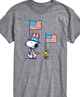 Airwaves Men's Peanuts Snoopy Woodstock Flag March Short Sleeve T-Shirt