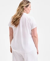 Style & Co Plus Eyelet Camp Shirt, Exclusively at Macy's