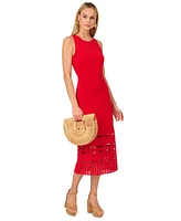 Adrianna by Papell Women's Knit Crochet Sleeveless Midi Dress