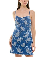 Trixxi Juniors' Emma Paisley-Embroidered Tie-Back Mini Dress