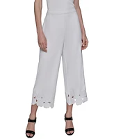 Karl Lagerfeld Paris Petite Mid-Rise Cutout-Flower Pants