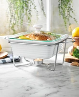 Godinger White Square Porcelain Baker With Stand