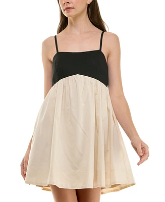 Row A Juniors' Emma Colorblocked Babydoll Dress