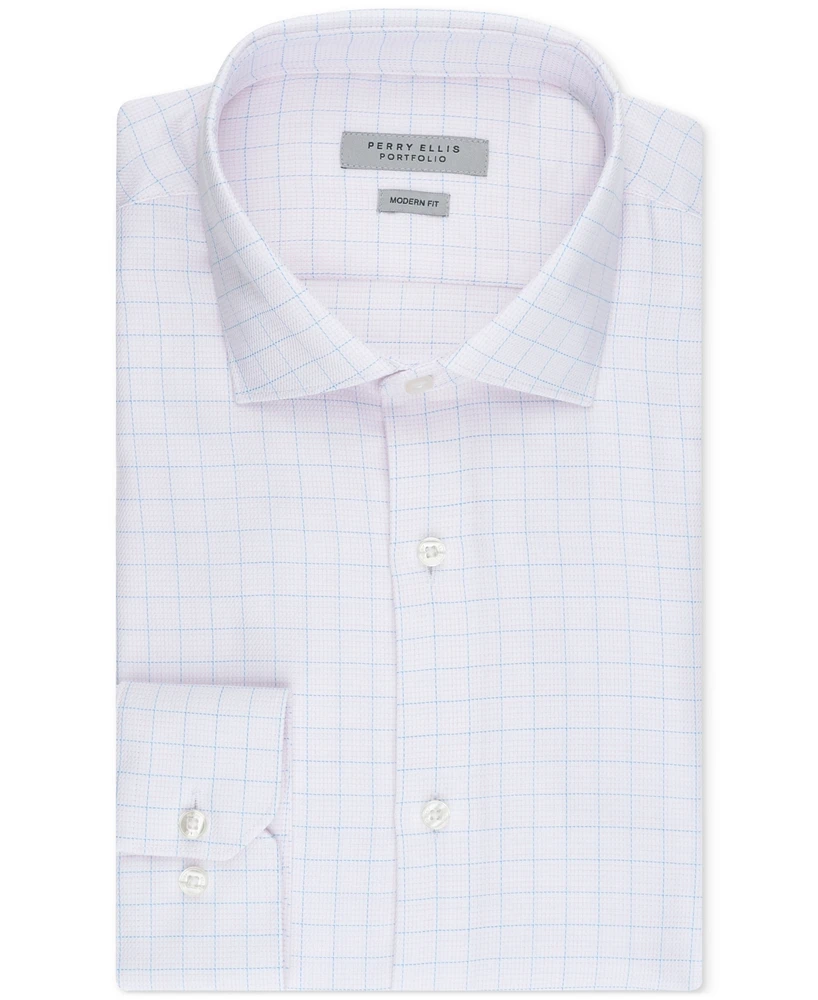 Perry Ellis Portfolio Men's Textured Tattersall Dress Shirt