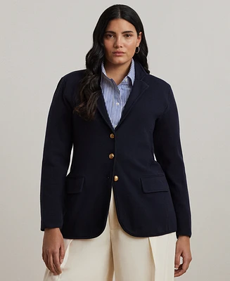 Lauren Ralph Women's Plus Combed Cotton Single-Breasted Blazer