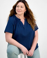 Style & Co Plus Short Sleeve V-Neck Top, Exclusively at Macy's