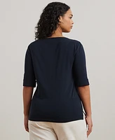 Lauren Ralph Plus Cotton-Blend Boatneck Top