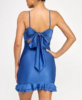 City Studios Juniors' Ruched Ruffled Bodycon Dress