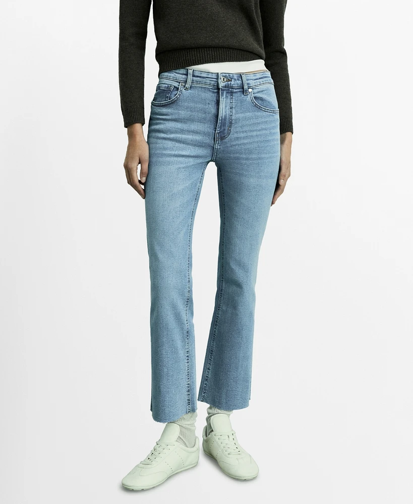 Mango Women's Sienna Flared Cropped Jeans