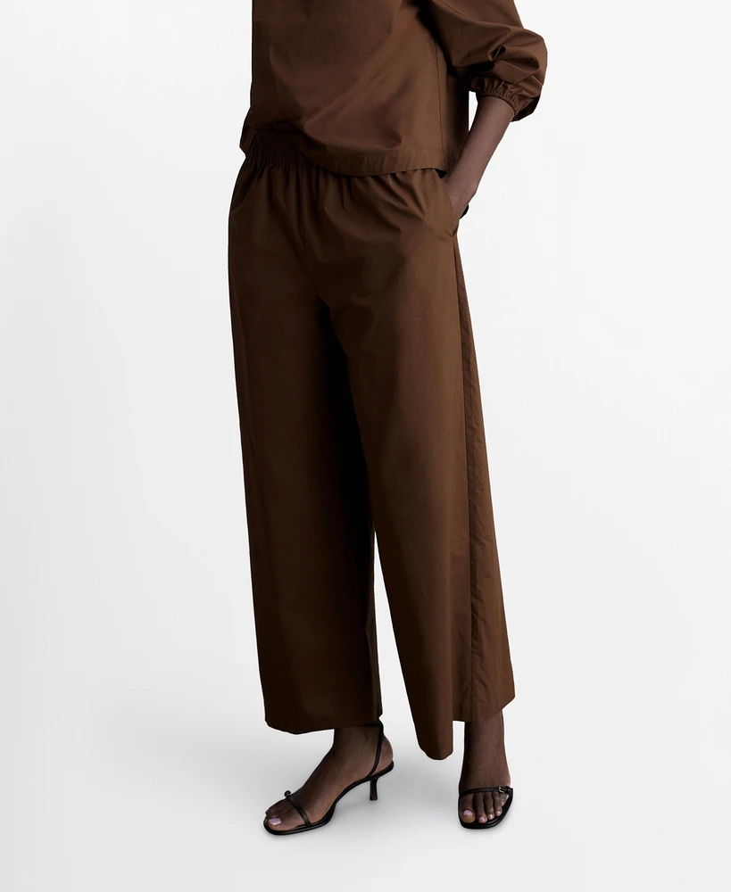 Mango Women's Straight-Fit Cotton Pants