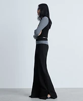 Mango Women's Decorative Seams Wide Leg Pants