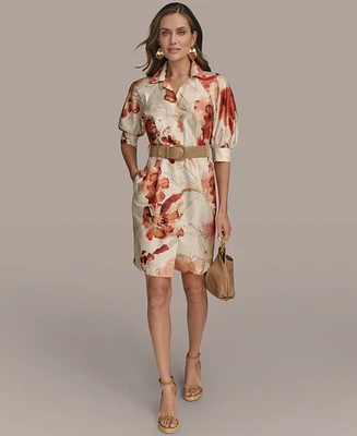 Donna Karan New York Women's Printed Belted Shirtdress