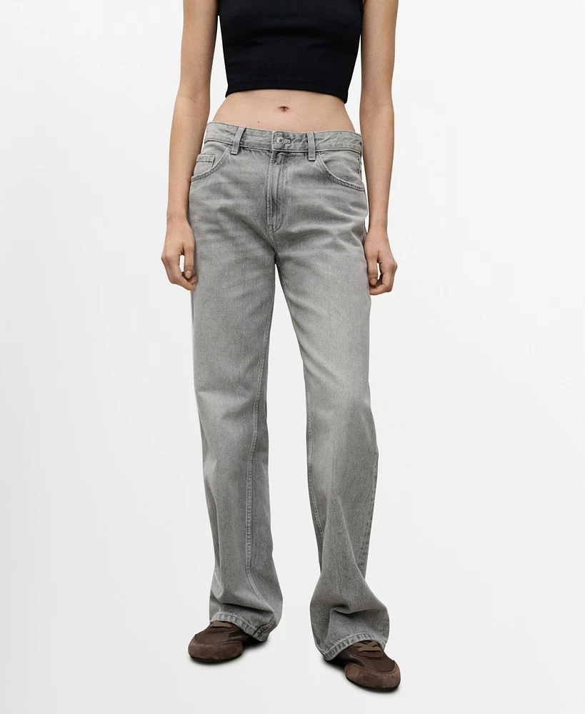 Mango Women's High Waist Straight Jeans