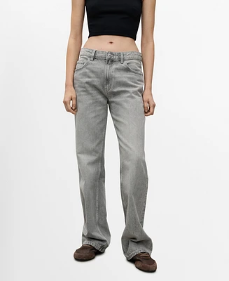 Mango Women's High Waist Straight Jeans