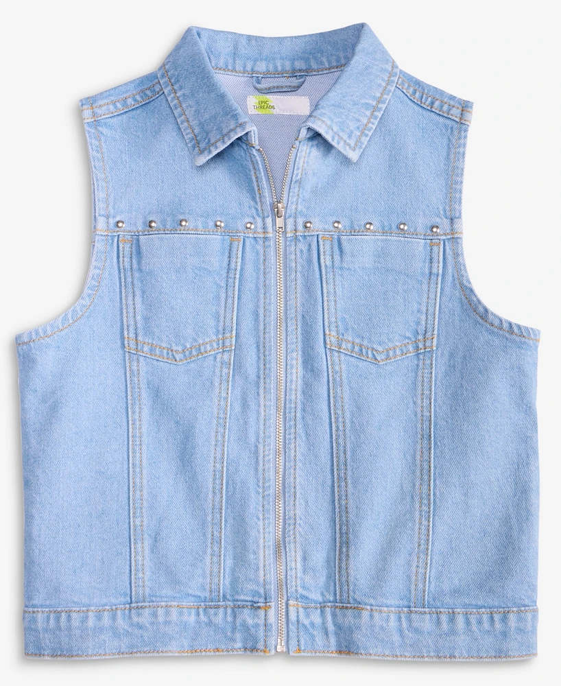 Epic Threads Little & Big Girls Indigo Cotton Denim Vest, Exclusively at Macy's