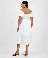 Robbie Bee Women's Puff Sleeve Fit & Flare Midi Dress