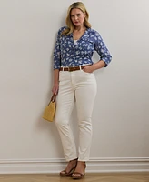 Lauren Ralph Plus Classic-Fit Floral Cotton Voile Shirt