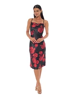 Bebe Women's Print Satin Slip Midi Dress