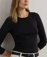Lauren Ralph Cotton-Blend Long-Sleeve Top