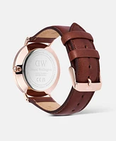 Daniel Wellington Men's Analog Brown Genuine Leather Watch, 40mm