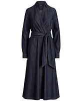 Lauren Ralph Women's Self-Belt Long-Sleeve Surplice Georgette Midi Dress