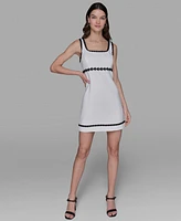 Karl Lagerfeld Paris Women's Tweed Contrast-Trim Square-Neck Dress