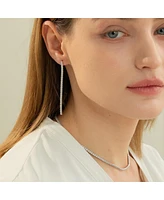 Sterling Silver Cherie Drop Tennis Earrings