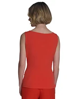 Halston Women's Horsebit Buckle Boat-Neck Sleeveless Top