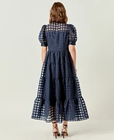 English Factory Women's Gridded Organza Tiered Maxi Dress