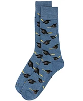 MeMoi Men's Graduation Pattern Rayon Novelty Crew Socks