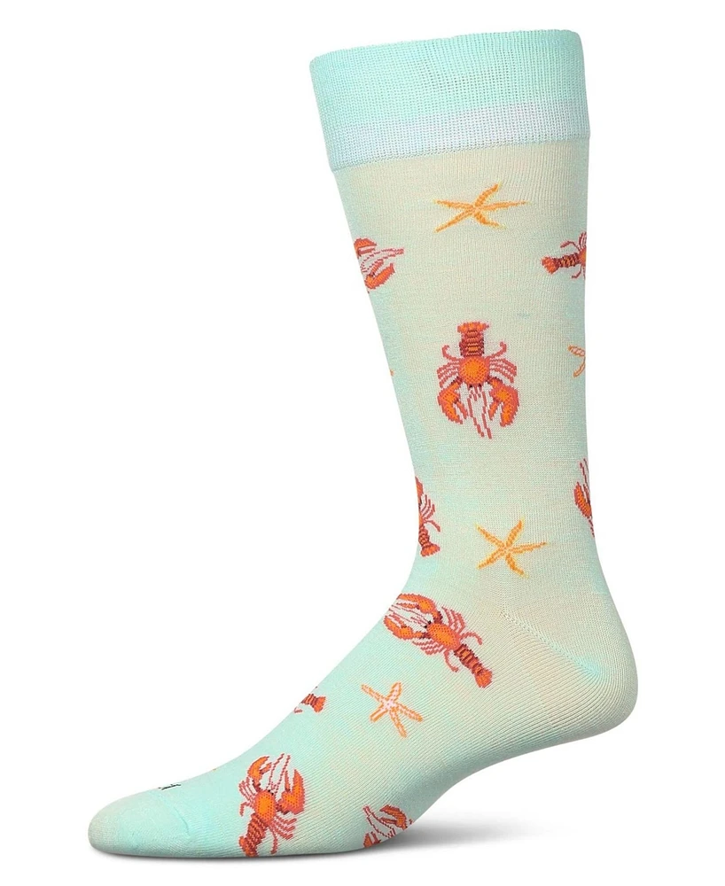MeMoi Men's Lobster Rayon Crew Socks