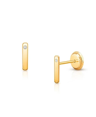 Tiny Blessings Children's 14K Gold Simple Elegance Bar Studs Girls' Screw Back Earrings