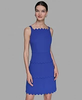 Karl Lagerfeld Paris Women's Scalloped-Trim Square-Neck Sheath Dress