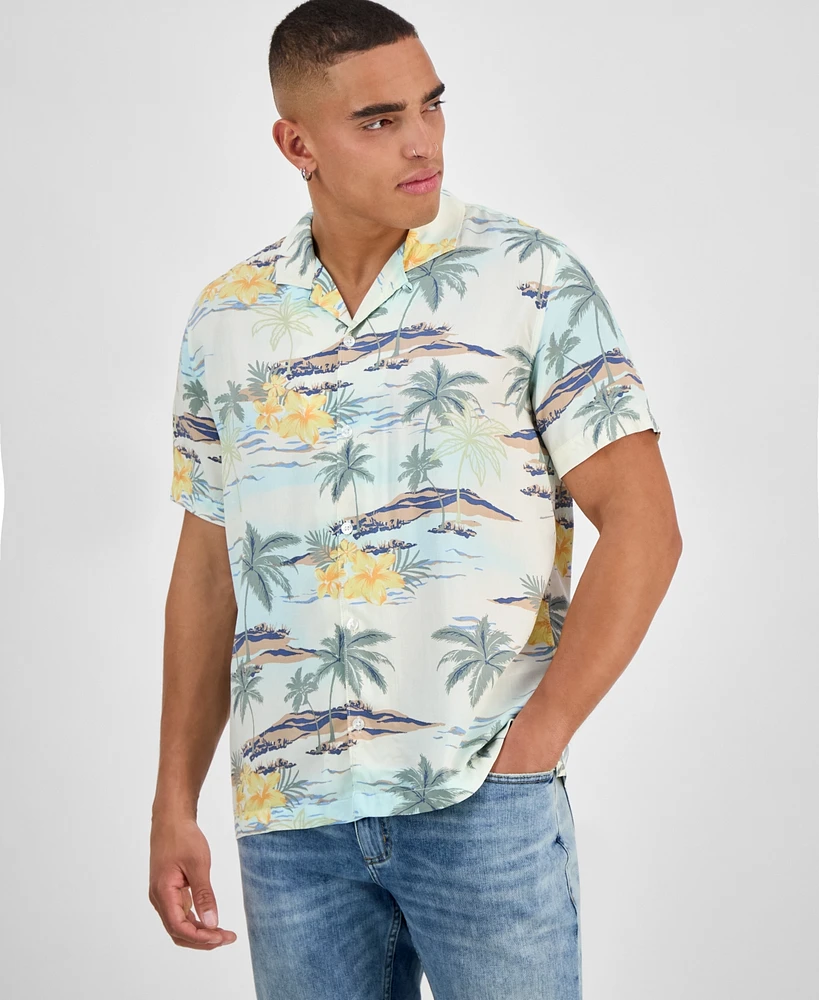 Sun + Stone Men's Laird Tropical Shirt, Exclusively at Macy's