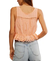 Free People Women's Alana Lace-Trim Cotton Sleeveless Top