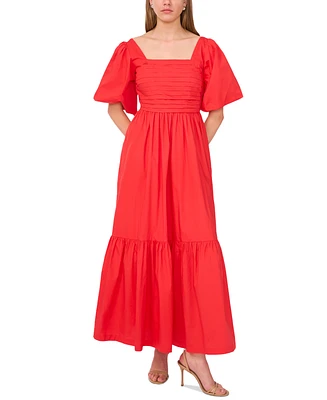 CeCe Women's Square-Neck Puff-Sleeve Tie-Back Maxi Dress