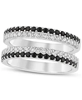 Black & White Diamond Guard Ring (1 ct. t.w.) in 14k White Gold