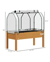 Outsunny 48"x22"x46" Raised Garden Bed with Pe house Cover,