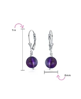 Bling Jewelry Set of 3 Multi Natural Stones Drop Ball Earrings Lever Back Sterling Silver 8MM