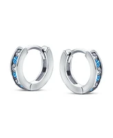 Bling Jewelry Set of 2 Tiny Multi Color Cubic Zirconia Cz Hoop Earrings Sterling Silver