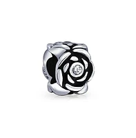 Bling Jewelry Set of 2 Heart Grandma Dangle & Flower Garden Black Rose Charm Bead Sterling Silver