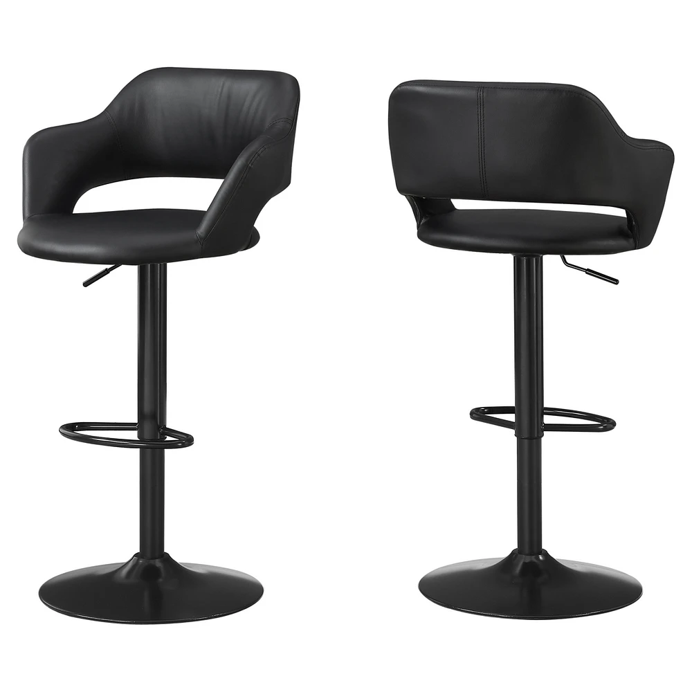 Faux Leather And Metal Low Back Adjustable Height Bar Chair