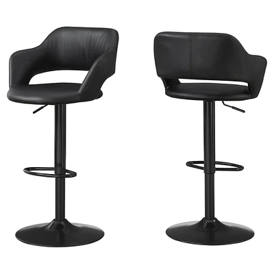 Faux Leather And Metal Low Back Adjustable Height Bar Chair
