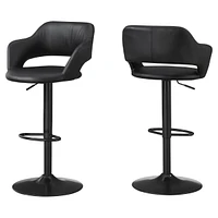 Faux Leather And Metal Low Back Adjustable Height Bar Chair
