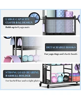 Mythinglogic Weight Capacity Yoga Mat Storage, Large Capacity Home Gym Workout Equipment Storage Rack