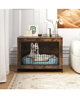 Double Lockable Doors Dog Crate Furniture with Removable Pull-out Tray – Elegant and Practical Pet Crate