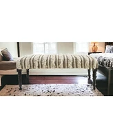 Modern Upholstered Bench with Black Legs and Striped Fabric for Home Decor