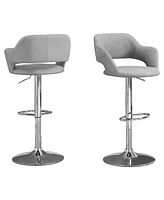 24 " Light Grey And Silver Metal Low Back Bar Height Bar Chair