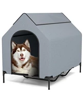 Elevated Pet House For Outdoors With Ventilated Windows X2013 Waterproof Comfortable Pet Shelter